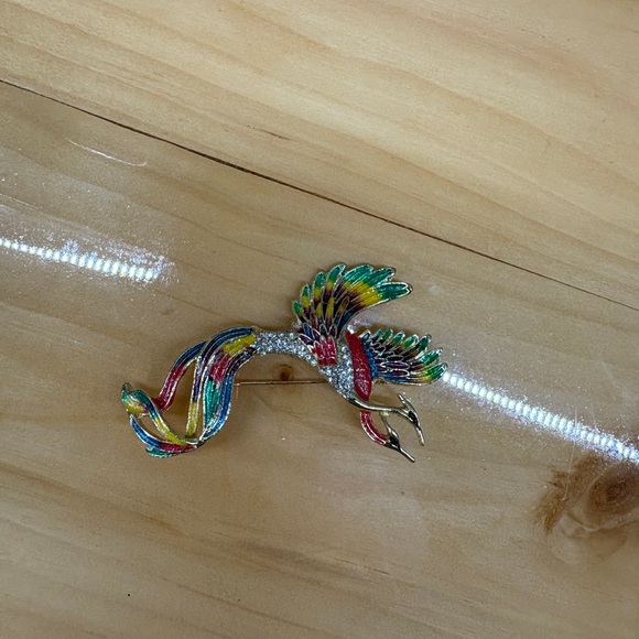 Rainbow Phoenix Rhinestone Brooch - Picture 2 of 5